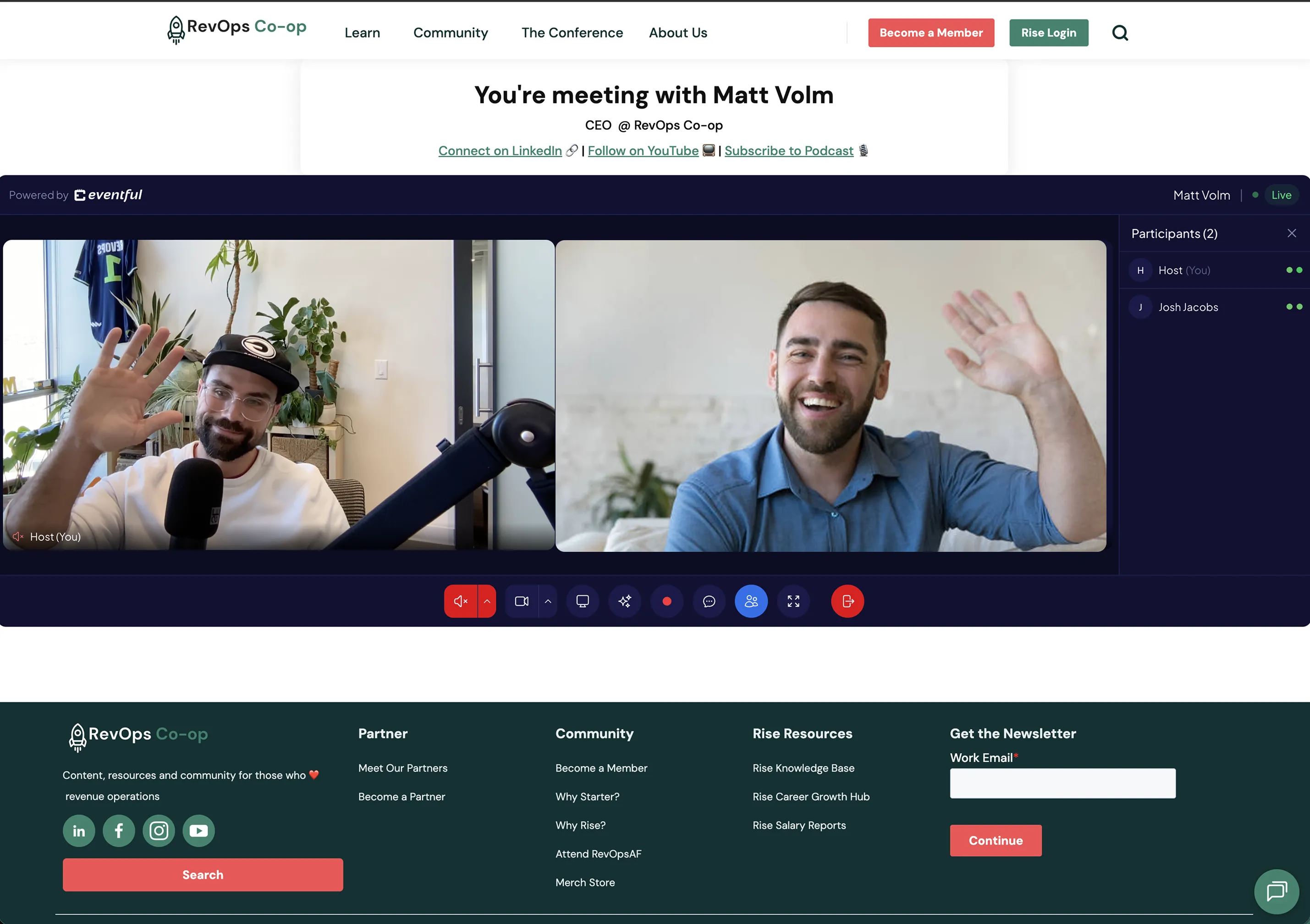 Eventful branded meeting page